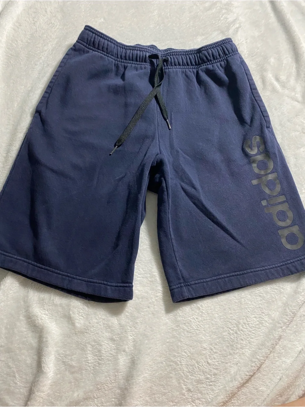 adidas Men's Navy Athletic Logo Drawstring Shorts